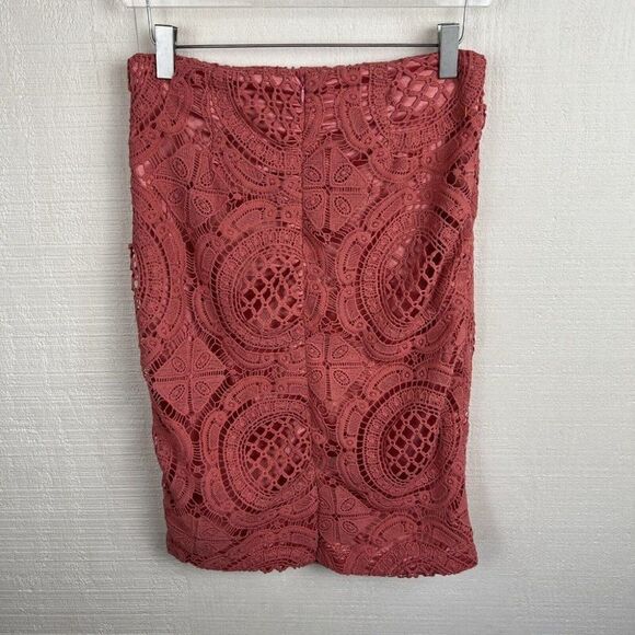 Lulu's Skirt M Women Pink Lace Pencil Lined Party Polyester Short Zip - Picture 3 of 6